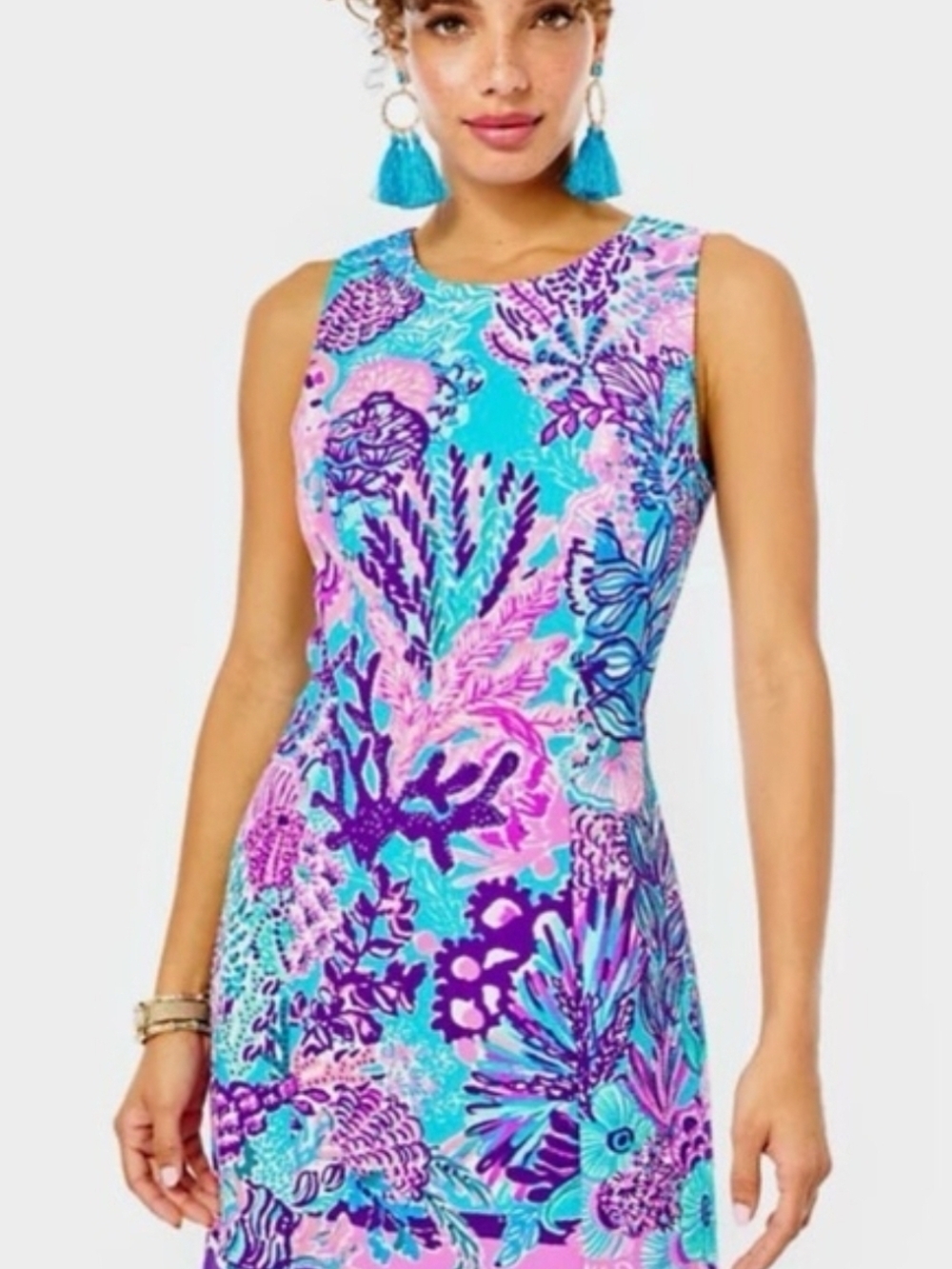 Lilly Pulitzer Women's Mila Stretch Shift Turquoise Oasis Snuba Duba Doo Dress 0